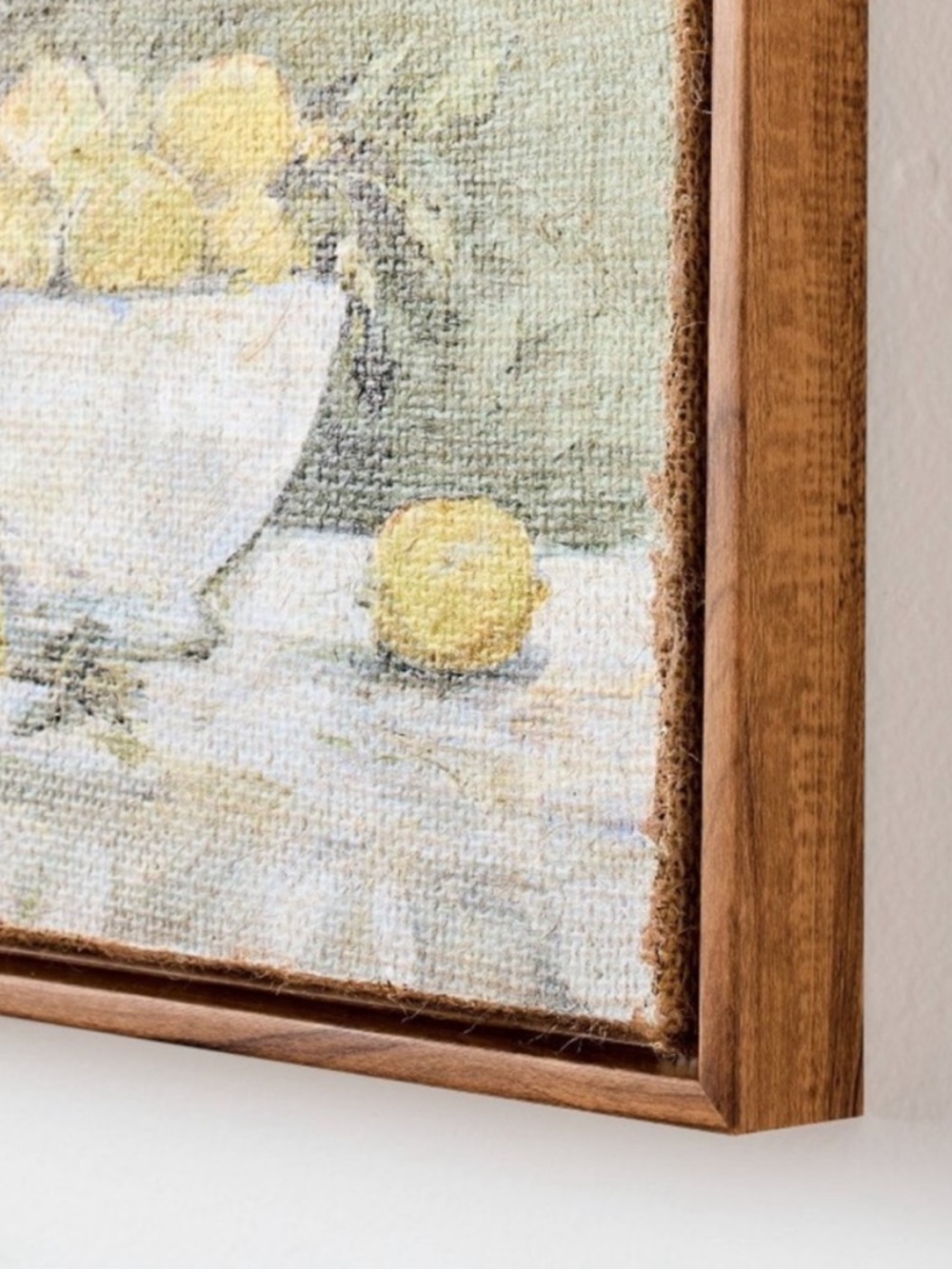 HEARTH & HAND NWT 10"x8" Lemon Bowl Still Life on Burlap Wall Art Framed - Picture 3 of 5